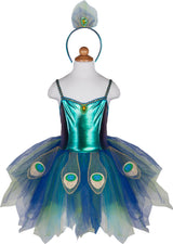 Pretty Peacock Dress & Headband (Size 5-6)