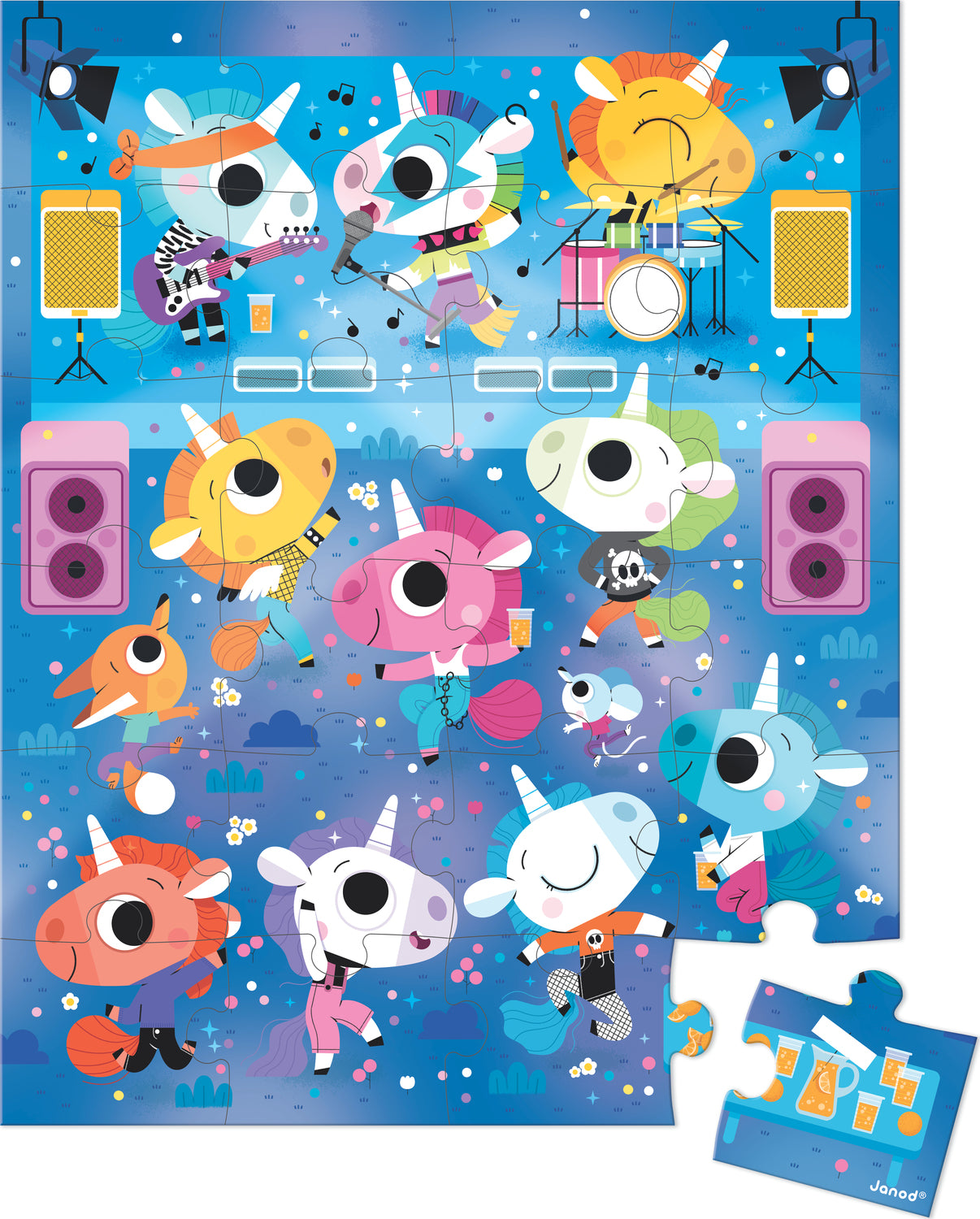 Unicorns Rock Concert Suitcase Puzzle - 24 Pieces
