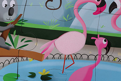 Tactile Puzzle "a Day At The Zoo"  20 Pcs