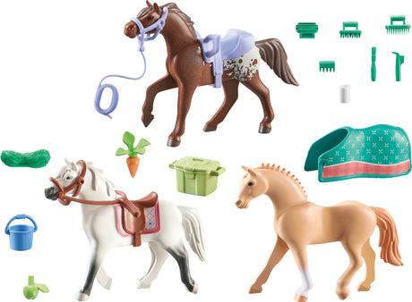 Playmobil Three Horse Set: Morgan, Quarter Horse & Shagya Araber