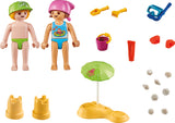 Playmobil Kids with sand castle