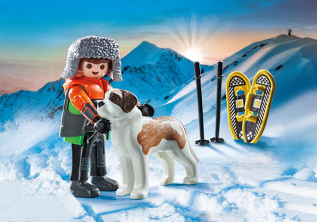 Hiker with Saint Bernard