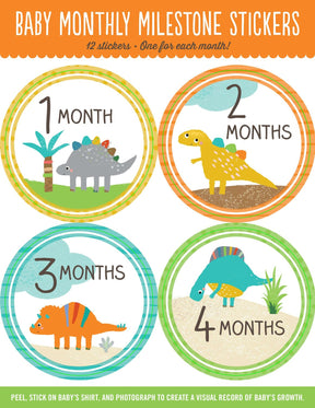 Baby Monthly Milestone Stickers - Dinosaurs