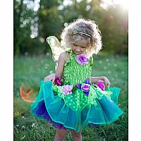 Fairy Blooms Deluxe Dress Green with Wings, Sm